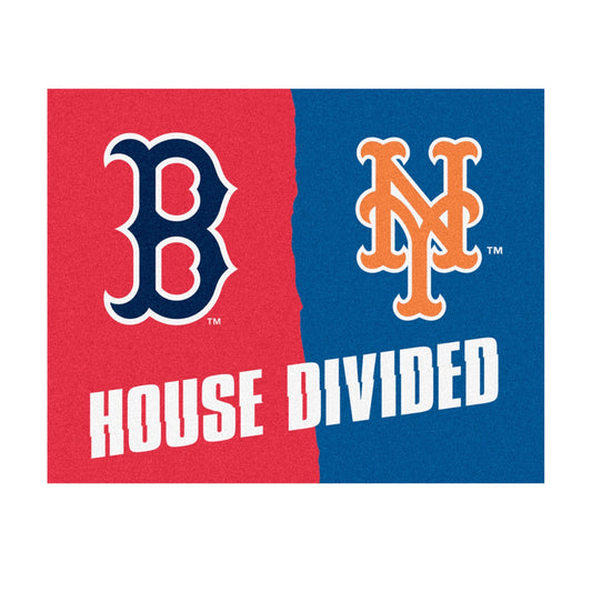 MLB House Divided - Red Sox / Mets House Divided Rug - 34 in. x 42.5 in. - MLB House Divided - Red Sox / Mets