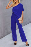 Single Shoulder Short Sleeve Jumpsuit - Trendsi - Flyclothing LLC