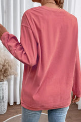 Corded Ribbed Bama Embroidered Letter Graphic Sweatshirt - Trendsi - Flyclothing LLC
