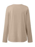 Ruched Round Neck Long Sleeve T-Shirt - Trendsi