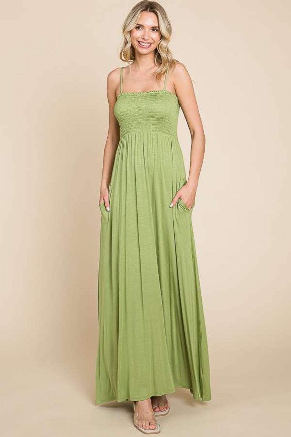 Culture Code Full Size Smocked Cami Maxi Dress with Pockets - Trendsi - Flyclothing LLC