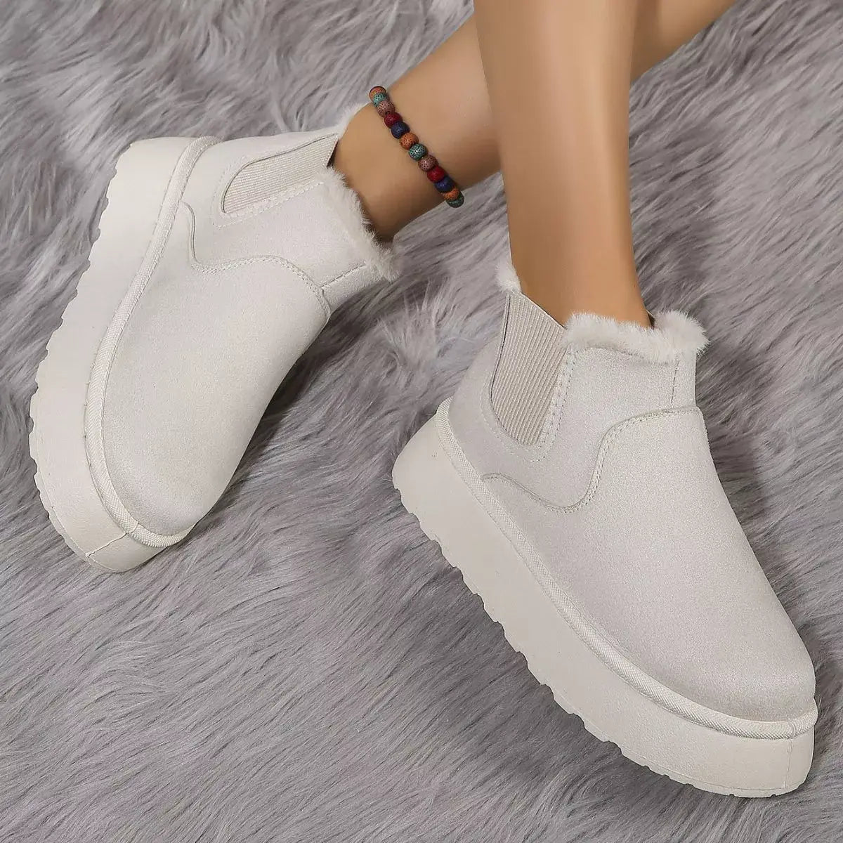 Round Toe Platform Ankle Boots - Trendsi - Flyclothing LLC
