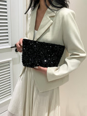 Sequin Clutch with Zipper - Trendsi