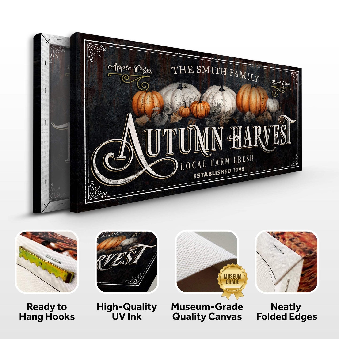 Family Autumn Harvest Thanksgiving Sign - Tailored Canvases - Flyclothing LLC