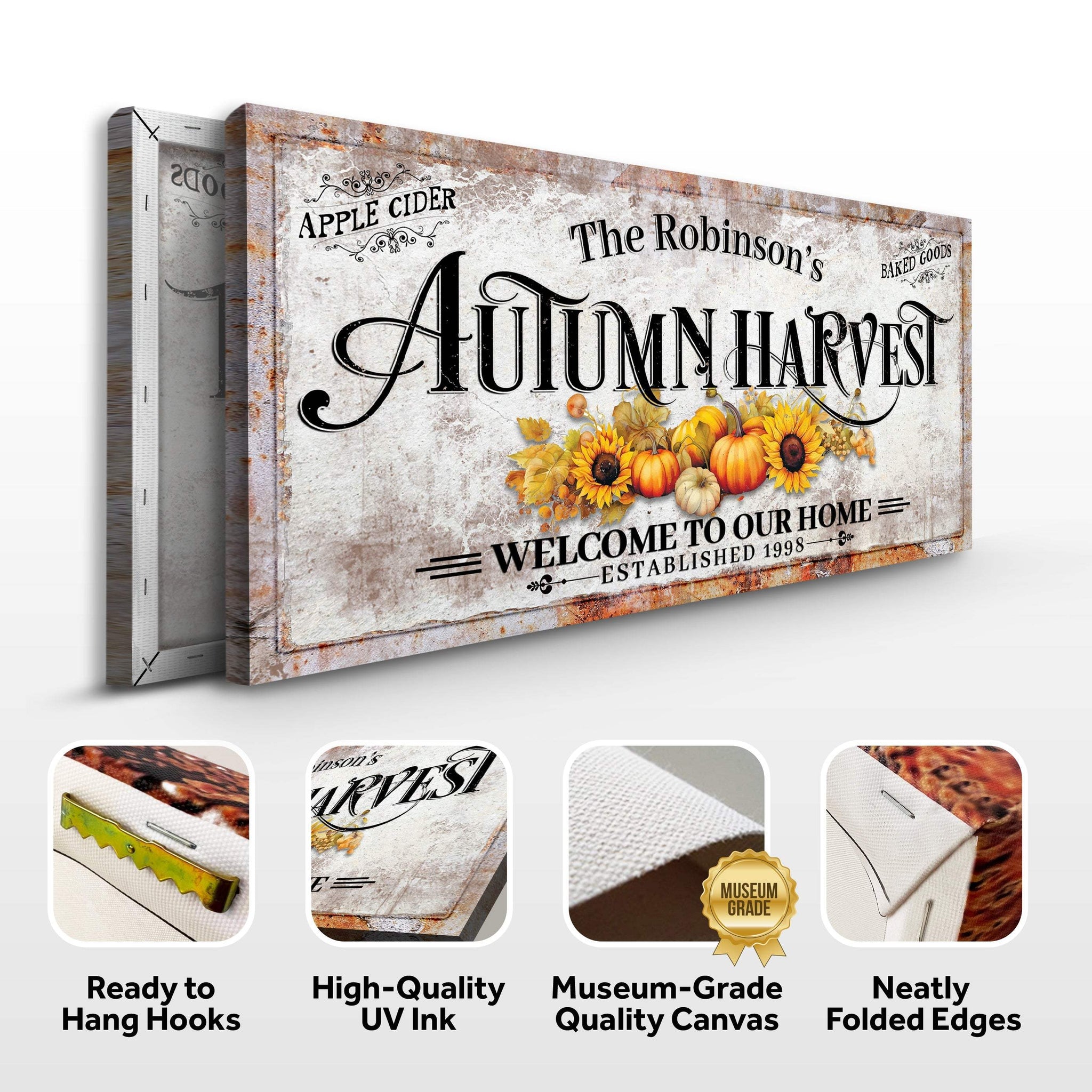 Family Autumn Harvest Thanksgiving Sign II - Tailored Canvases - Flyclothing LLC