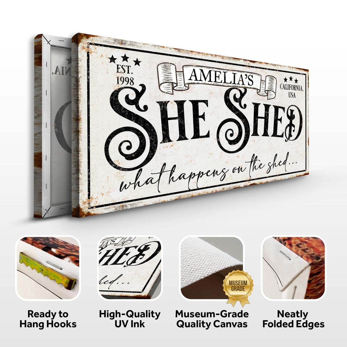 Personalized She Shed Sign IV - Tailored Canvases - Flyclothing LLC