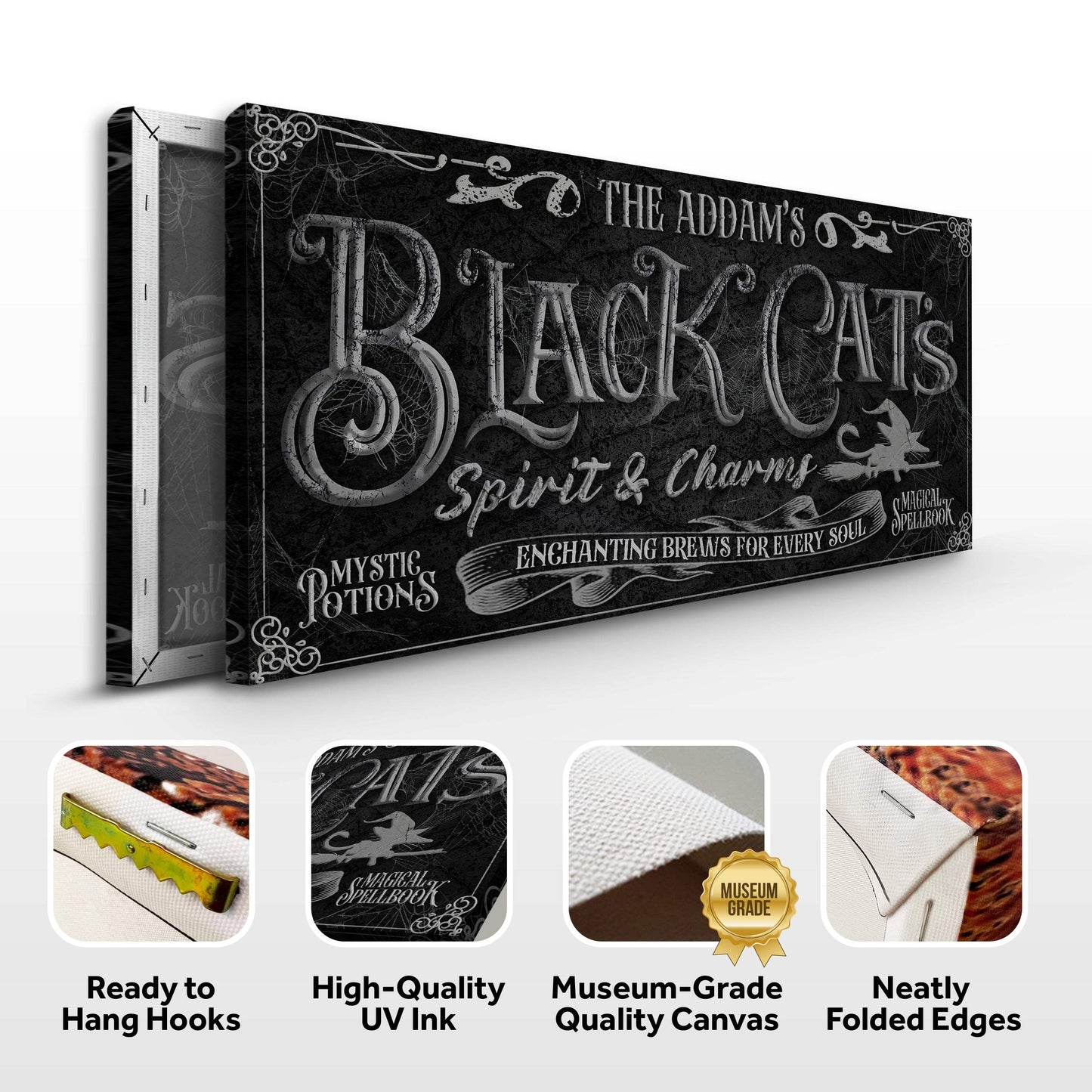 Black Cat’s Spirits & Charms Bar Halloween Sign II - Tailored Canvases - Flyclothing LLC