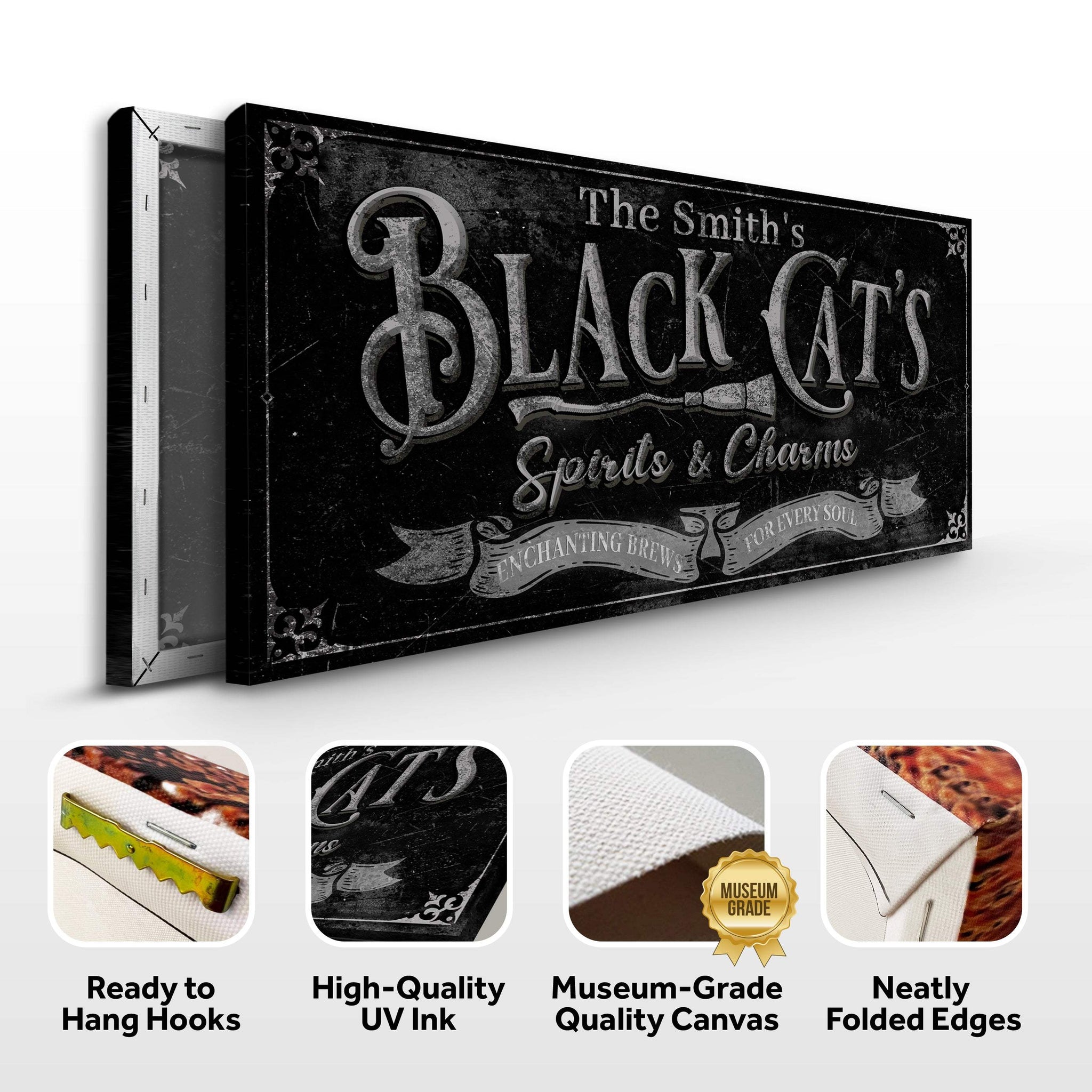 Black Cat’s Spirits & Charms Bar Halloween Sign III - Tailored Canvases - Flyclothing LLC