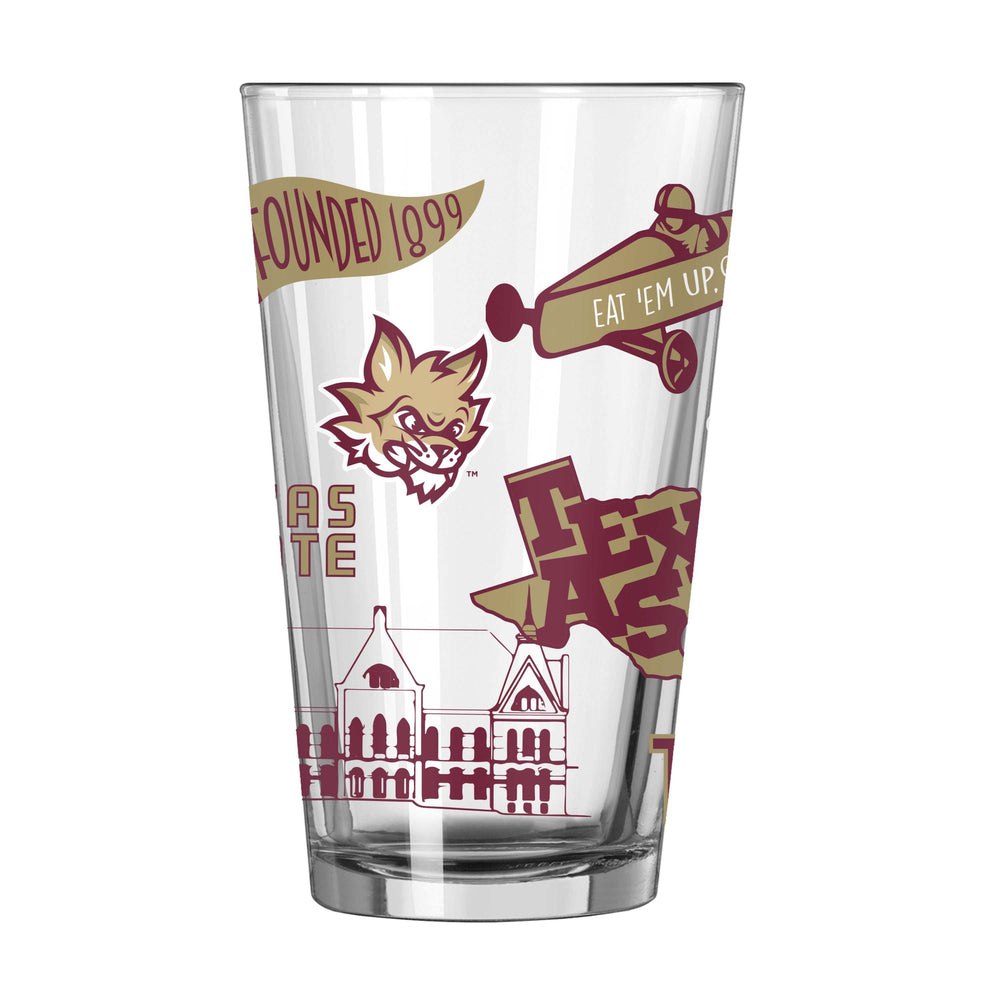 Texas State 16oz Native Pint Glass - Logo Brands - Flyclothing LLC