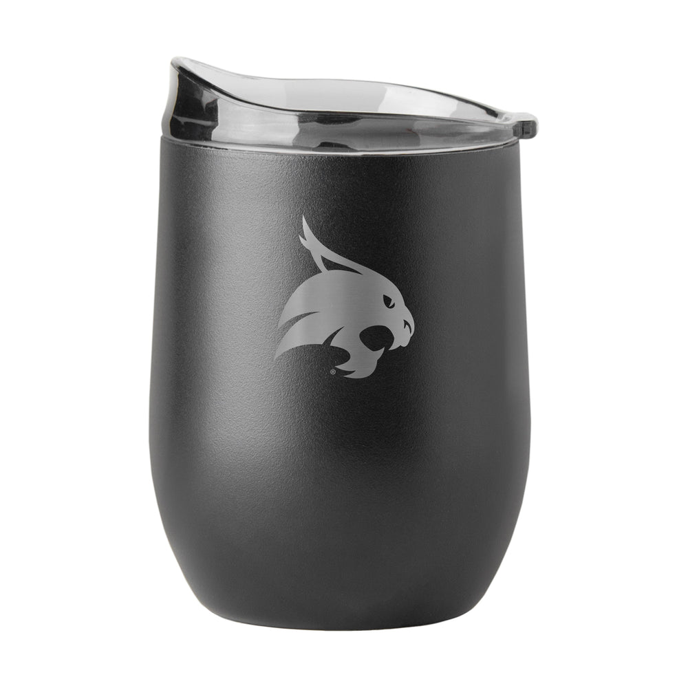 TX State GunMetal 16oz Black Powder Curved Beverage