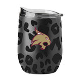 TX State Leopard 16oz Black Powdercoat Curved Beverage