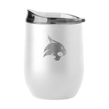 Texas State - San Marcos GunMetal 16oz White Powder Coat Curved Beverage