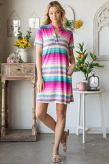Heimish Full Size Striped Short Sleeve Mini Tee Dress Plus Size - Trendsi - Flyclothing LLC