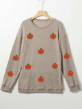 Pumpkin Round Neck Long Sleeve Sweatshirt - Trendsi - Flyclothing LLC