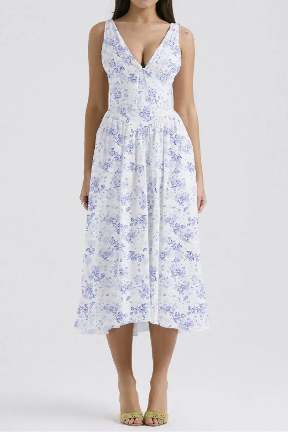 Floral V-Neck Sleeveless Midi Dress with Pockets - Trendsi - Flyclothing LLC