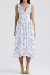 Floral V-Neck Sleeveless Midi Dress with Pockets - Trendsi - Flyclothing LLC