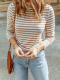 Striped Textured Knit Long Sleeve Tee - Trendsi - Flyclothing LLC