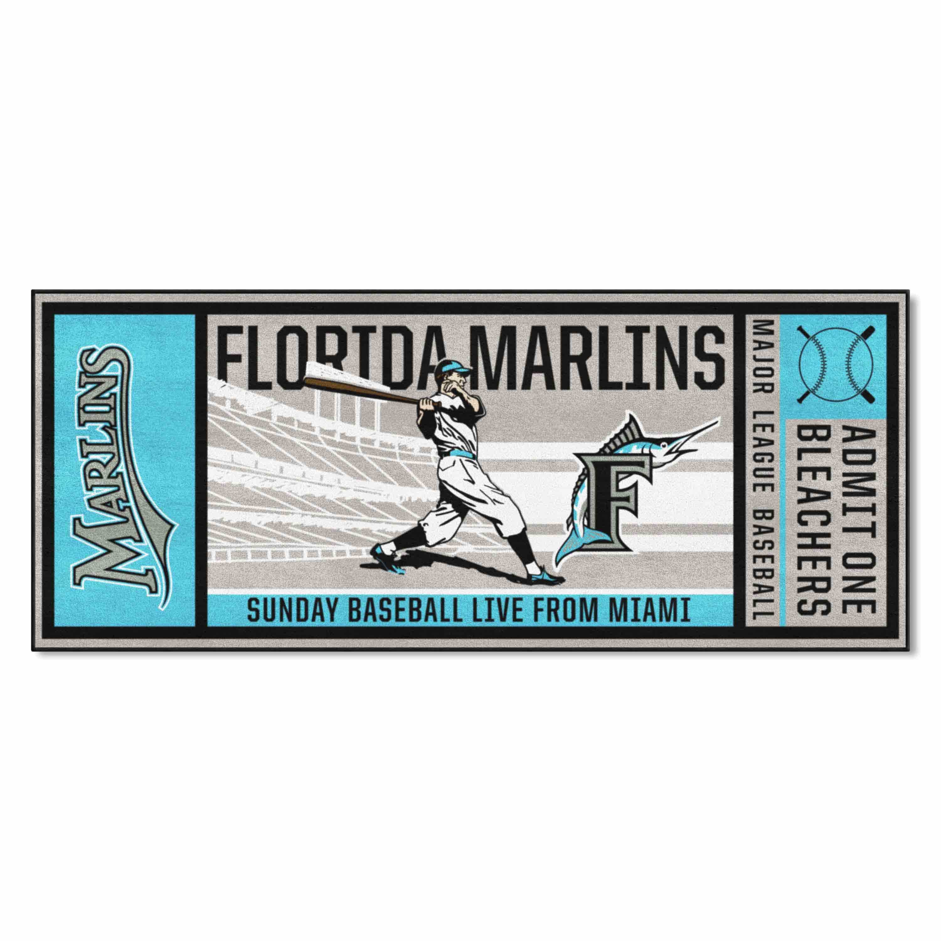 Florida Marlins Ticket Runner Rug - 30in. x 72in. - Florida Marlins