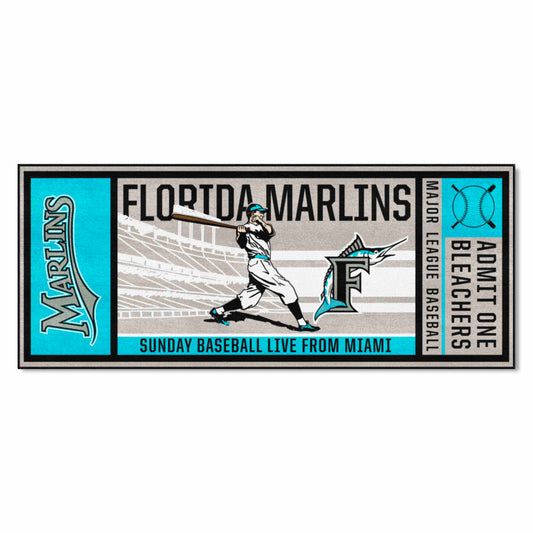 Florida Marlins Ticket Runner Rug - 30in. x 72in. - Florida Marlins