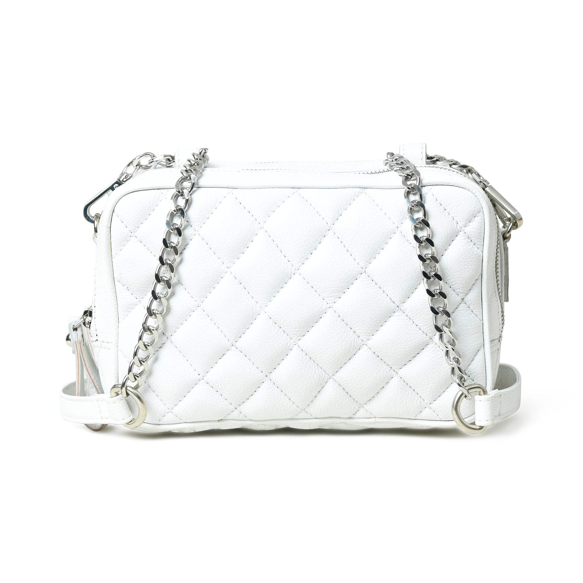 Mini Quilted Crossbody Bag, White - Classy Leather Bags - Flyclothing LLC