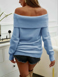 Off-Shoulder Long Sleeve Sweater - Trendsi - Flyclothing LLC