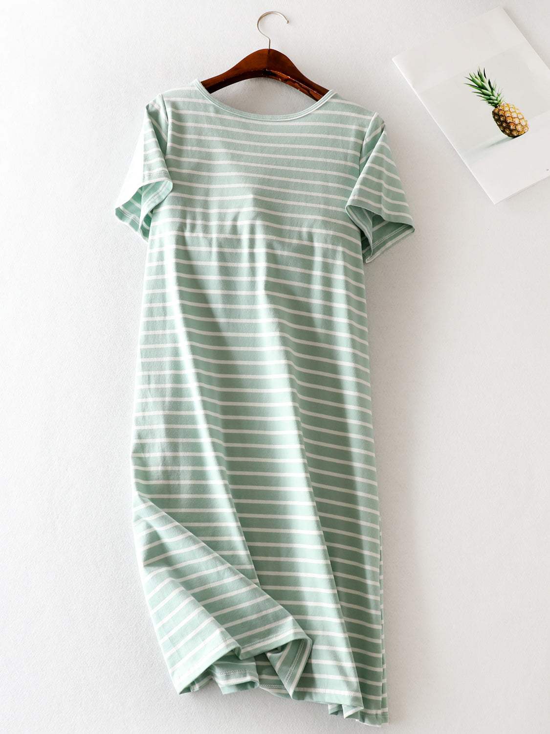 Striped Round Neck Short Sleeve Dress - Trendsi - Flyclothing LLC
