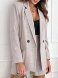 One Button Lapel Collar Blazer and Shorts Set - Trendsi