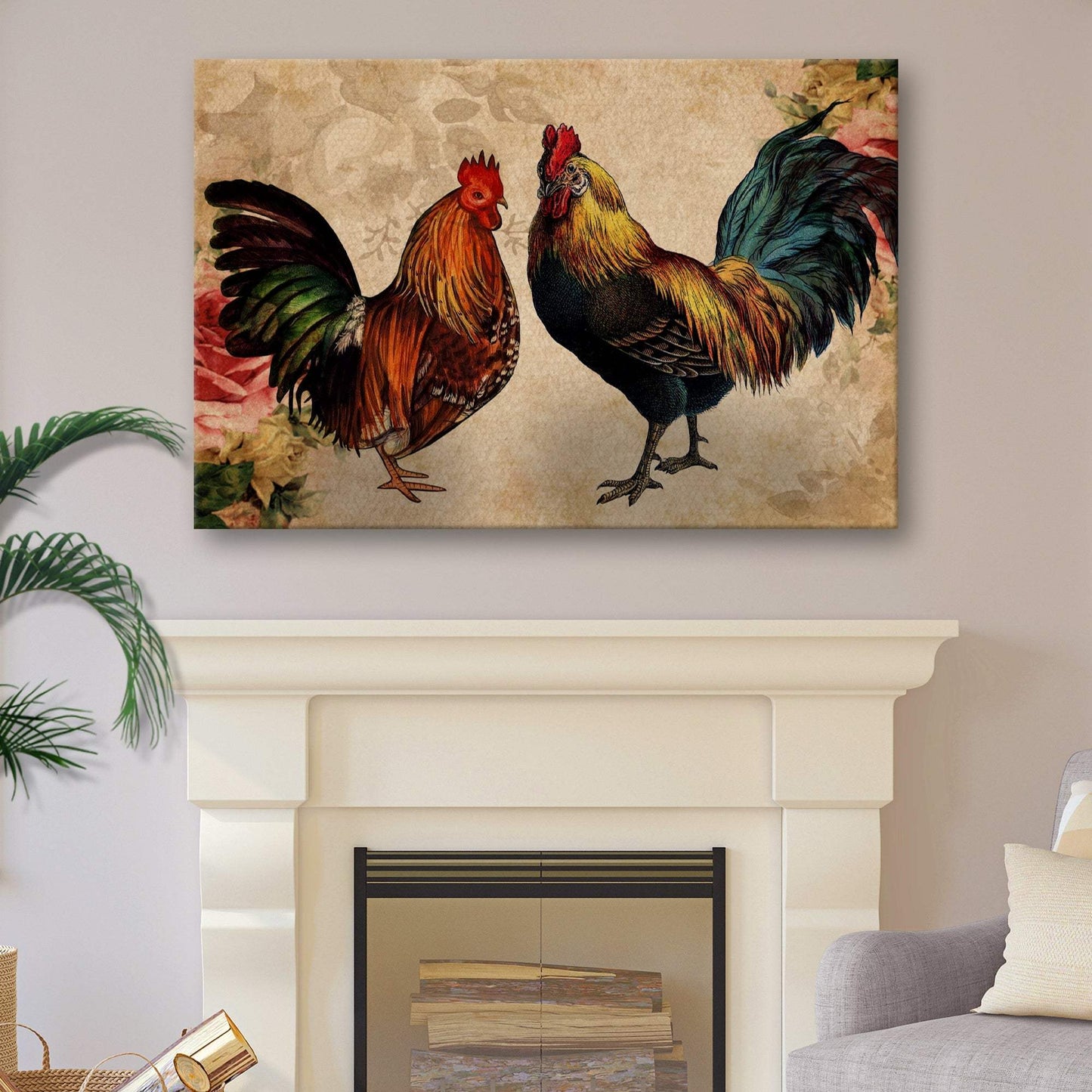 Retro Rooster Chicken Canvas Wall Art - Tailored Canvases - Flyclothing LLC