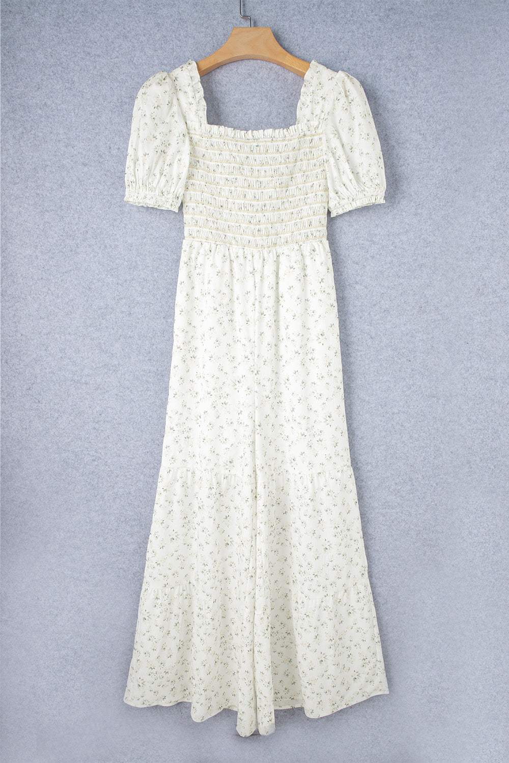 Smocked Printed Short Sleeve Jumpsuit - Trendsi - Flyclothing LLC