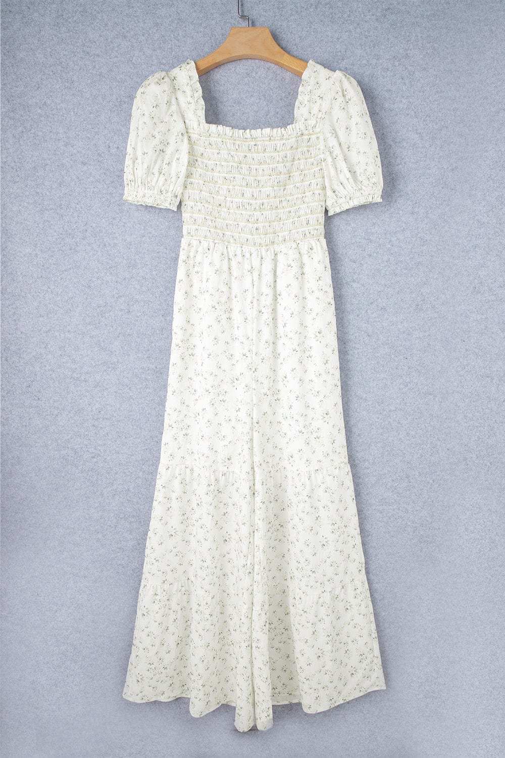 Smocked Printed Short Sleeve Jumpsuit - Trendsi - Flyclothing LLC