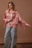 BiBi Suede Fringe Long Sleeve Jacket - Trendsi - Flyclothing LLC