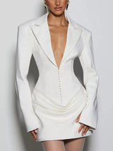 Full Size Blazer-Style Long Sleeve Mini Dress Plus Size - Trendsi - Flyclothing LLC