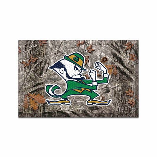 Notre Dame Fighting Irish Rubber Scraper Door Mat - Leprechaun Alternate Logo, Camo - Notre Dame