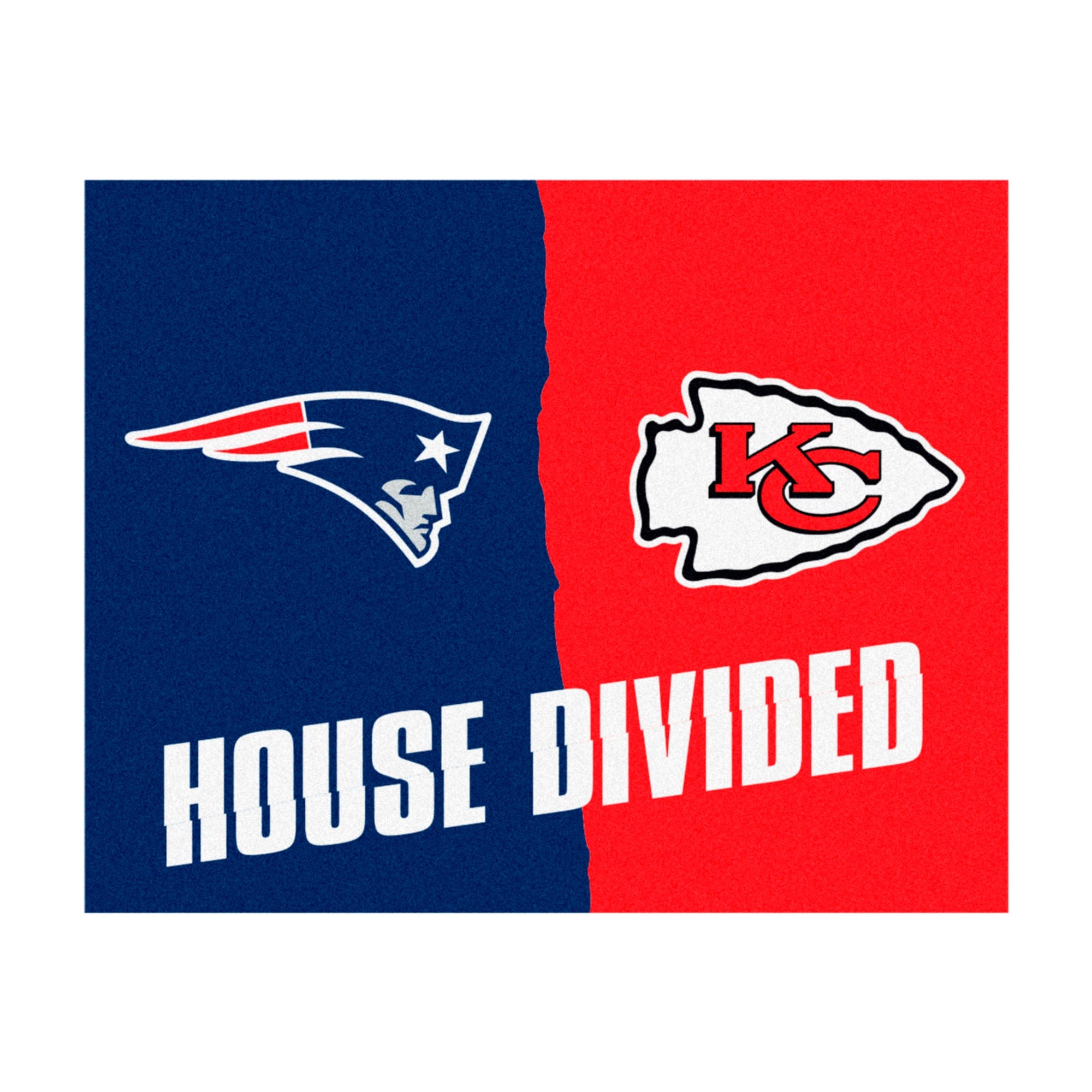 NFL House Divided - Patriots / chiefs House Divided Rug - 34 in. x 42.5 in. - NFL House Divided - Patriots / Chiefs