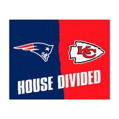 NFL House Divided - Patriots / chiefs House Divided Rug - 34 in. x 42.5 in. - NFL House Divided - Patriots / Chiefs