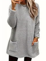 Fleece Long Sleeve Sweatshirt - Trendsi - Flyclothing LLC