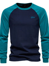 Men's Contrast Round Neck Raglan Sleeve T-Shirt - Trendsi - Flyclothing LLC
