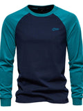 Men's Contrast Round Neck Raglan Sleeve T-Shirt - Trendsi - Flyclothing LLC