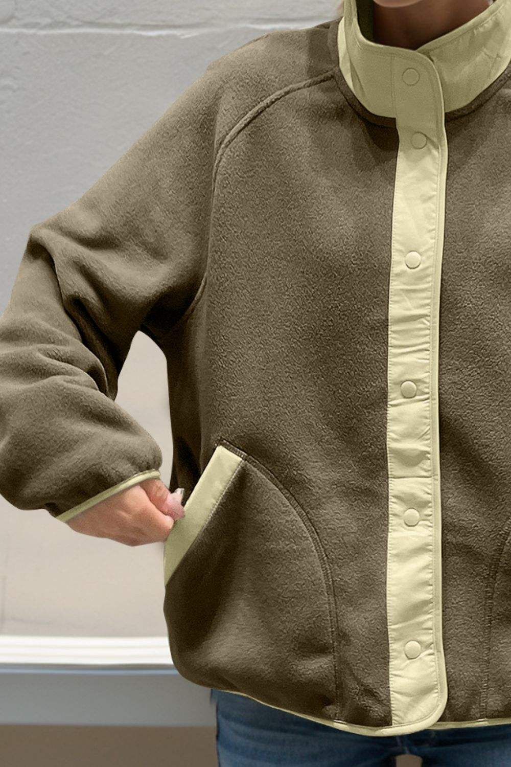 Double Take Snap Down Raglan Sleeve Jacket with Pockets - Trendsi - Flyclothing LLC