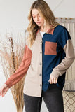 Heimish Full Size Color Block Button Down Shirt - Trendsi