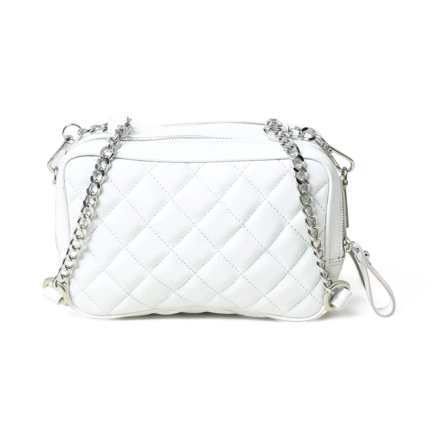 Mini Quilted Crossbody Bag, White - Classy Leather Bags - Flyclothing LLC