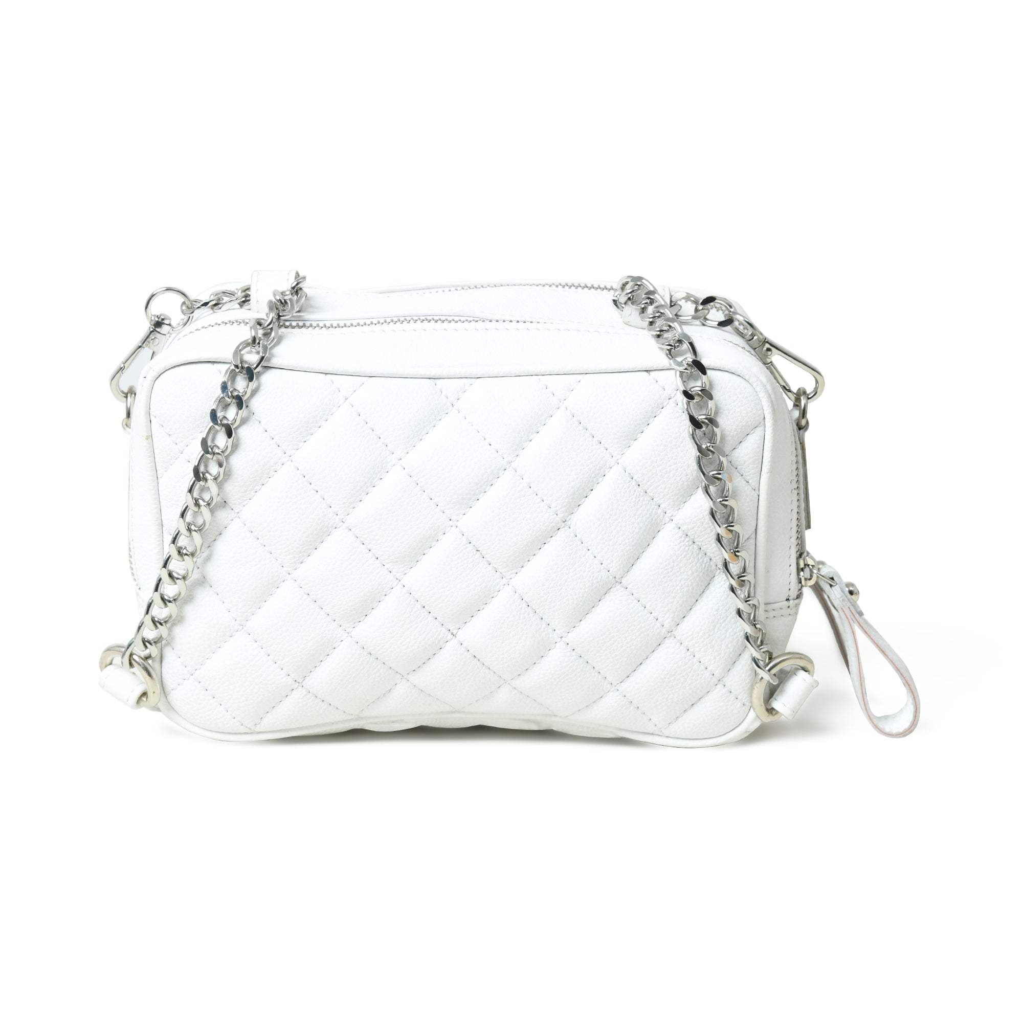 Mini Quilted Crossbody Bag, White - Classy Leather Bags - Flyclothing LLC