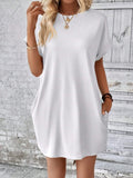 Pocketed Round Neck Short Sleeve Dress - Trendsi