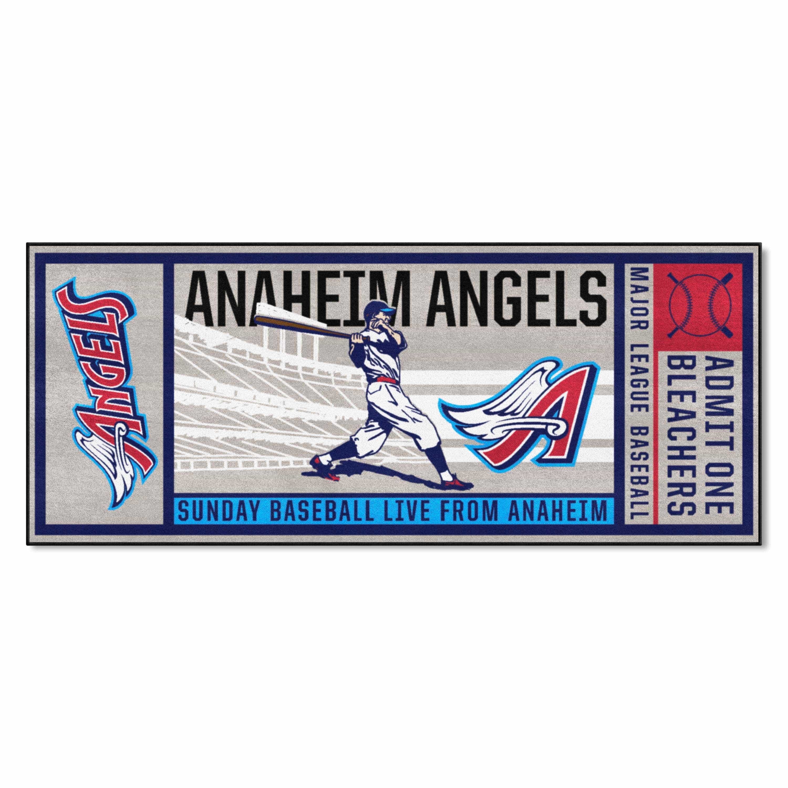 Anaheim Angels Ticket Runner Rug - 30in. x 72in. 1997 Retro Logo - Anaheim Angels
