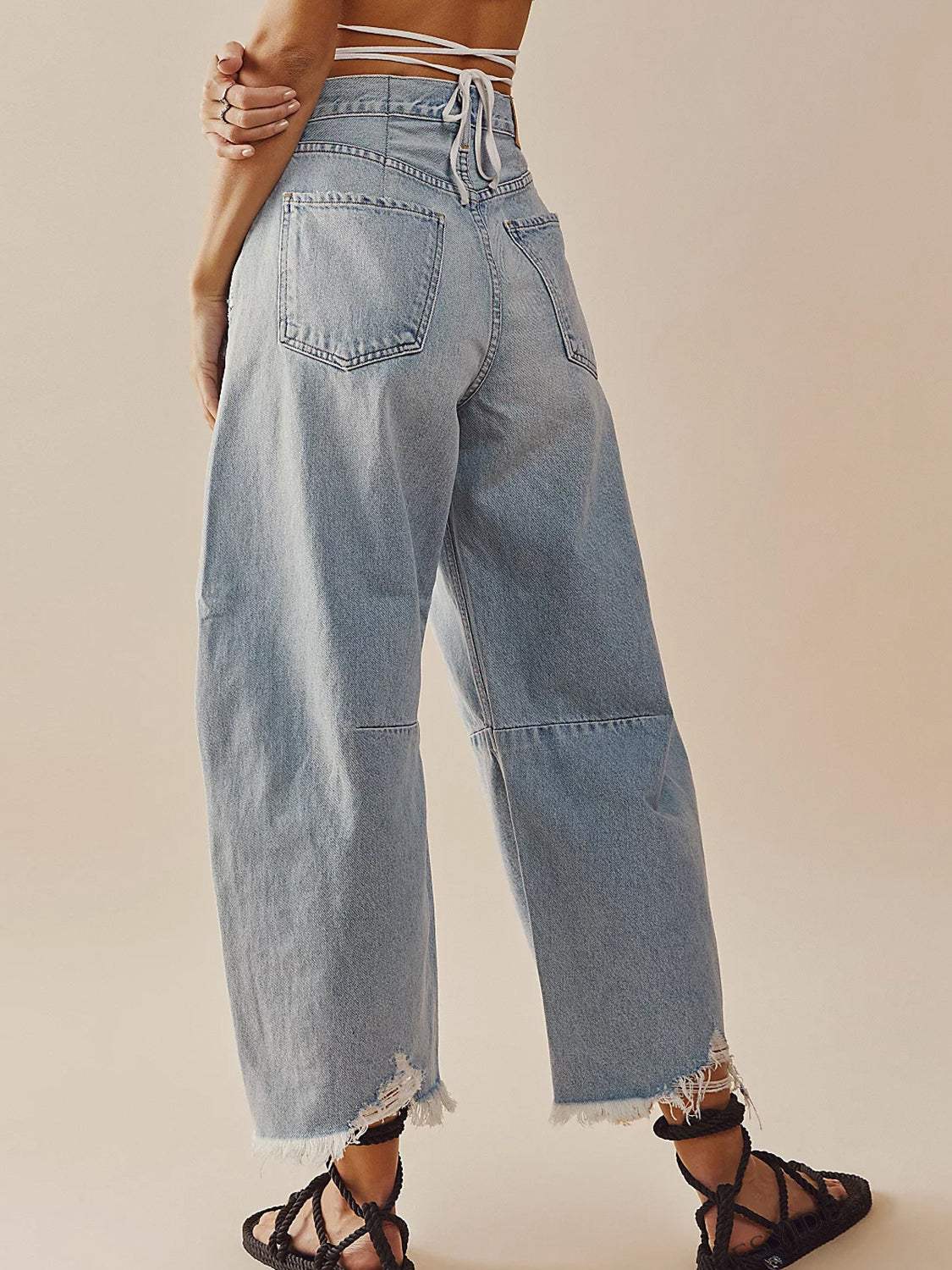 Raw Hem Wide Leg Jeans with Pockets - Trendsi - Flyclothing LLC