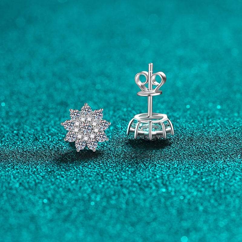 925 Sterling Silver Moissanite Zircon Stud Earrings - Trendsi - Flyclothing LLC
