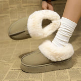 Fuzzy Trim Platform Boots - Trendsi - Flyclothing LLC