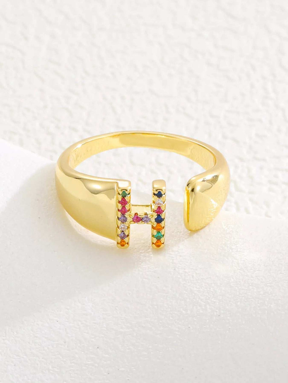 18K Gold-Plated Zircon Letter Ring - Trendsi - Flyclothing LLC