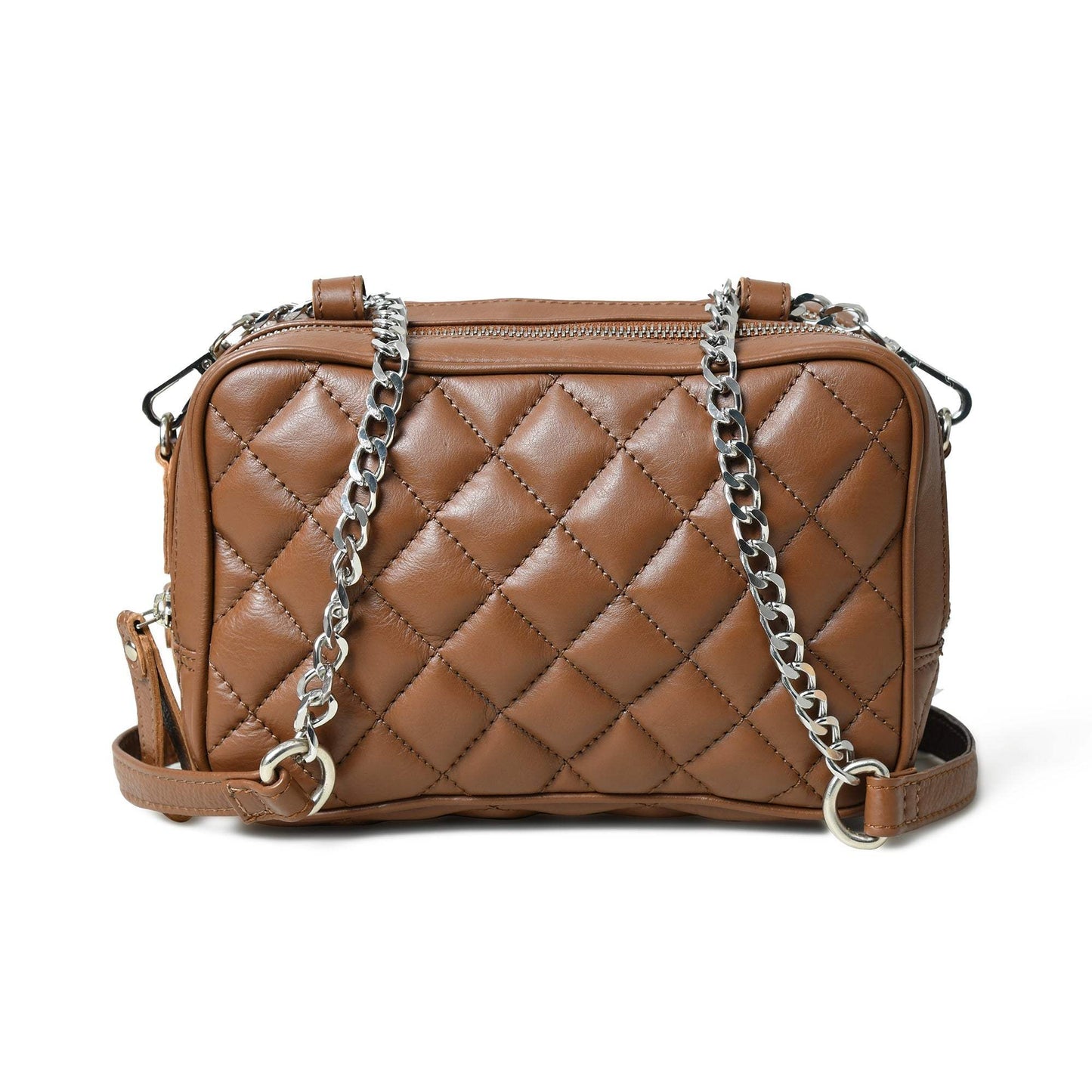 Mini Quilted Crossbody Bag, Rich Brown - Classy Leather Bags - Flyclothing LLC