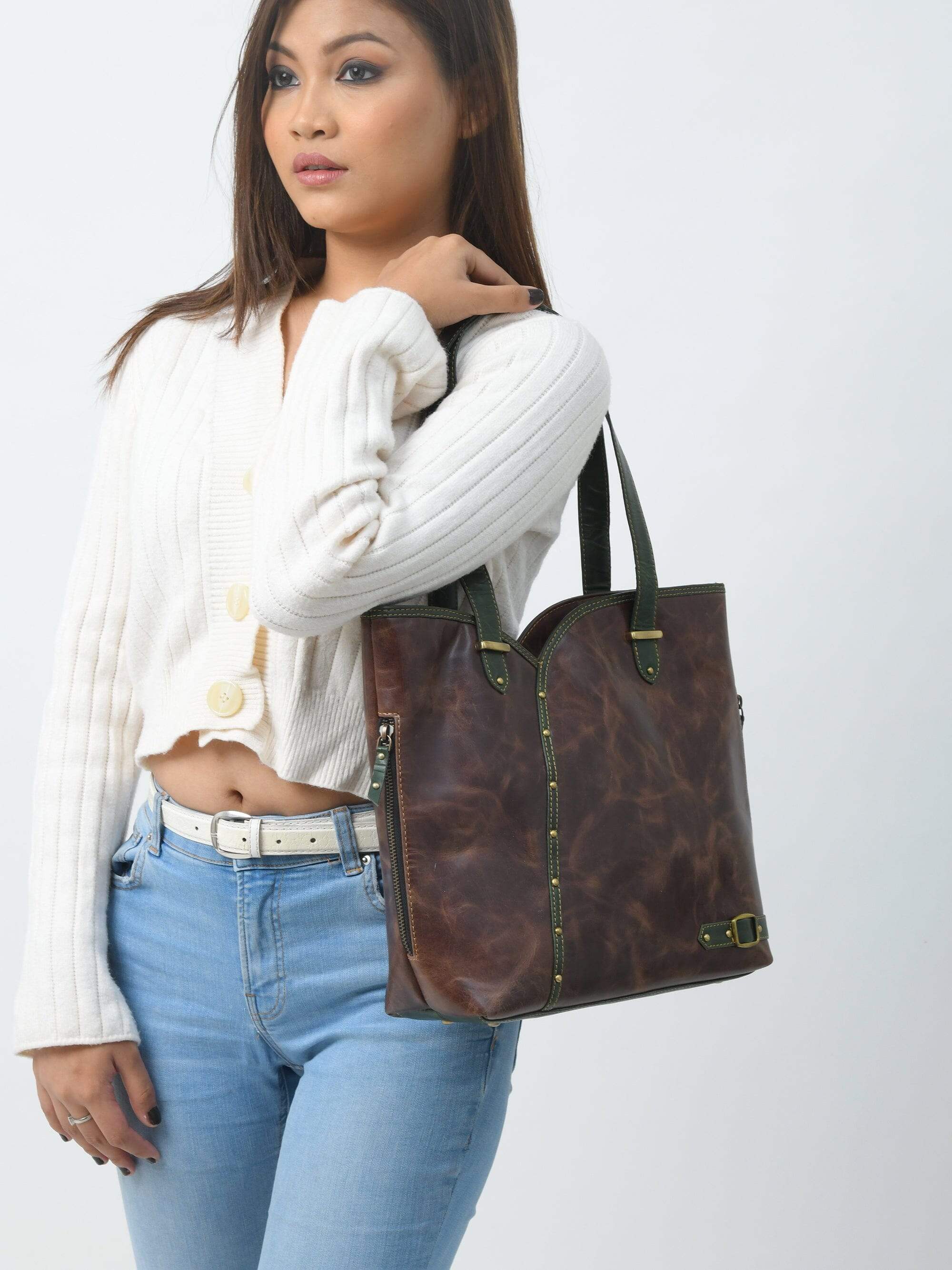 The Riley Handbag - Brown - Classy Leather Bags - Flyclothing LLC
